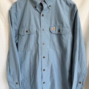 Carhartt Men's Large Light Blue Chambray Relaxed Fit Button Down Large Shirt